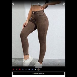 SHEIN Mocha Skinny Jeans for Women